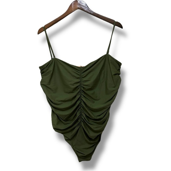 140 J.Crew | NWT Ruched Olive Green One-piece Swimsuit (size 22) - Picture 3 of 12